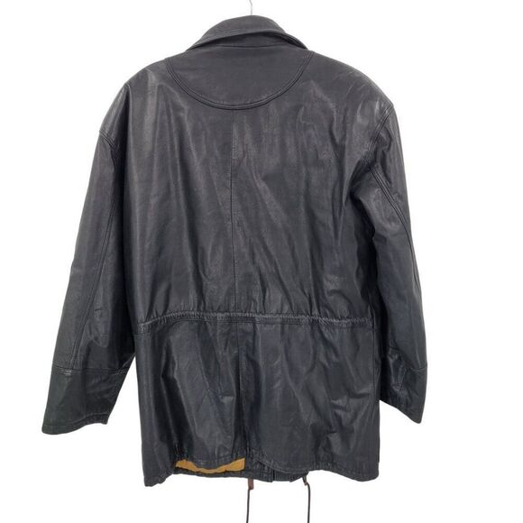 Vintage Genuine Leather Flight Jacket Mens 48 Black Detailed Pockets Steampunk - Picture 2 of 16